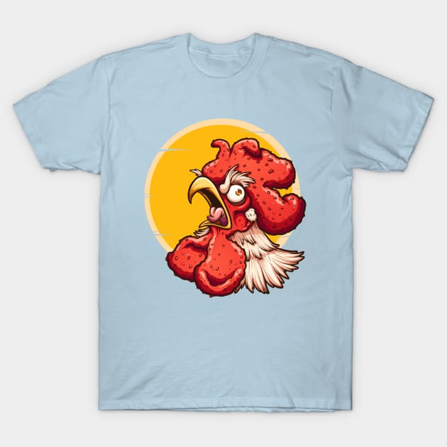 Angry crowing rooster T-Shirt by memoangeles